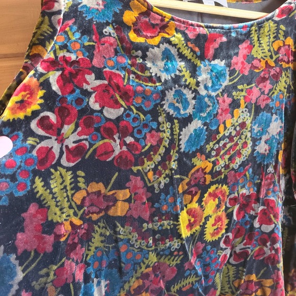 Loft Velvet Dark Floral Cold Shoulder Tie Sleeve Blouse Large Boho Garden - Picture 3 of 7